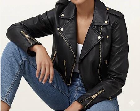 Asymmetrical Biker Jacket with Gold Zips