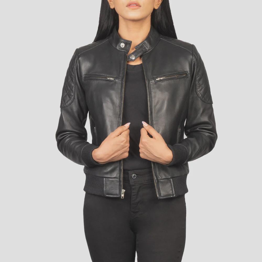 Women's Quilted Shoulder Biker with Knit Wrists