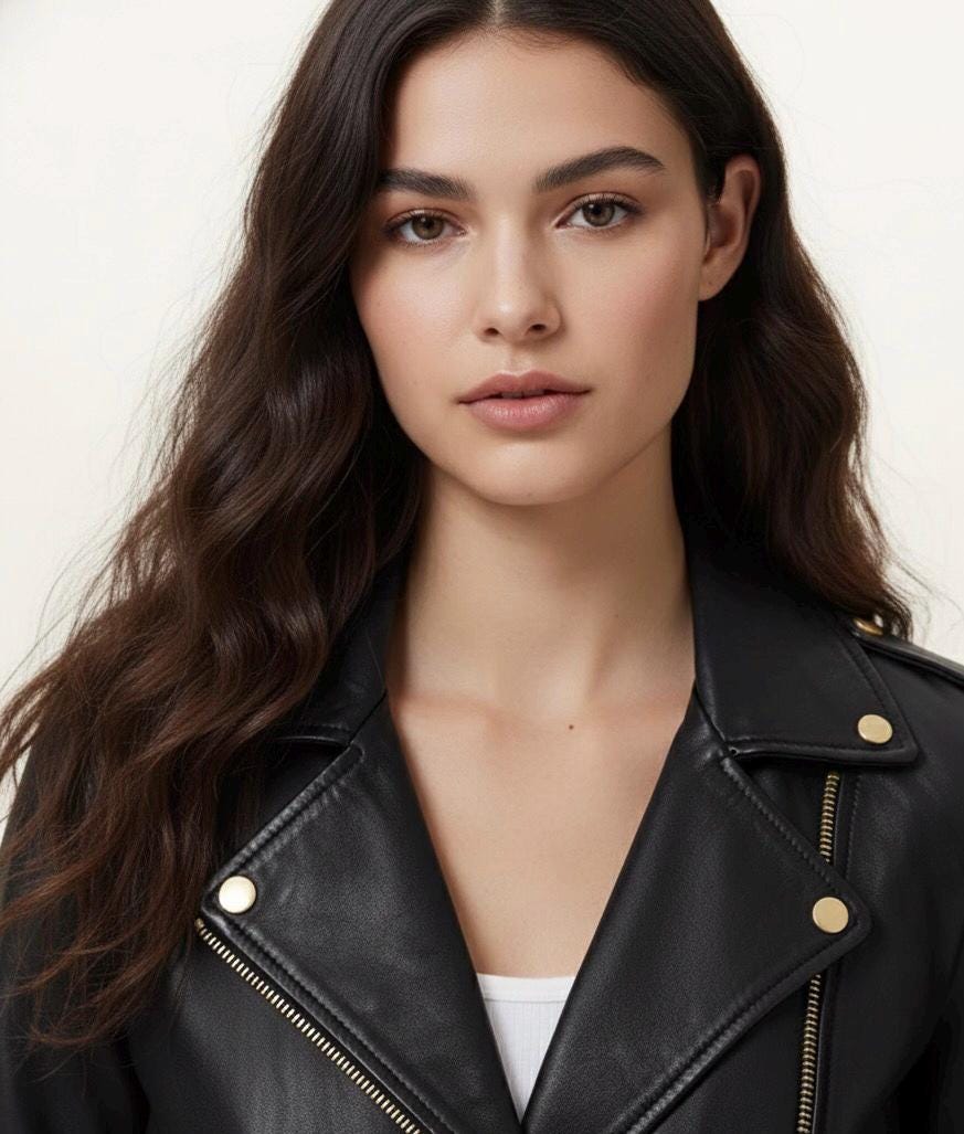 Asymmetrical Biker Jacket with Gold Zips