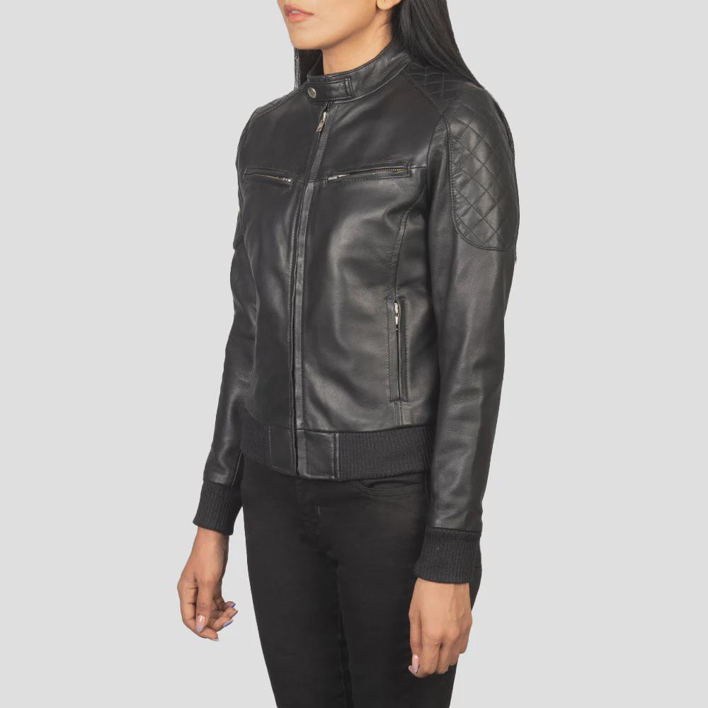 Women's Quilted Shoulder Biker with Knit Wrists