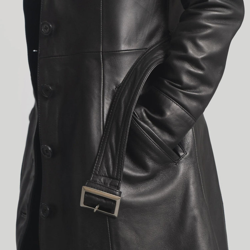 Women's Leather Trenchcoat in Black