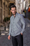 Men's Square Pattern Button Up