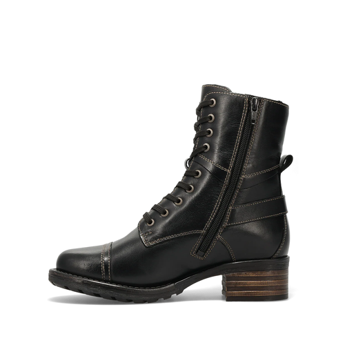 Buckle and Zip Leather Boots