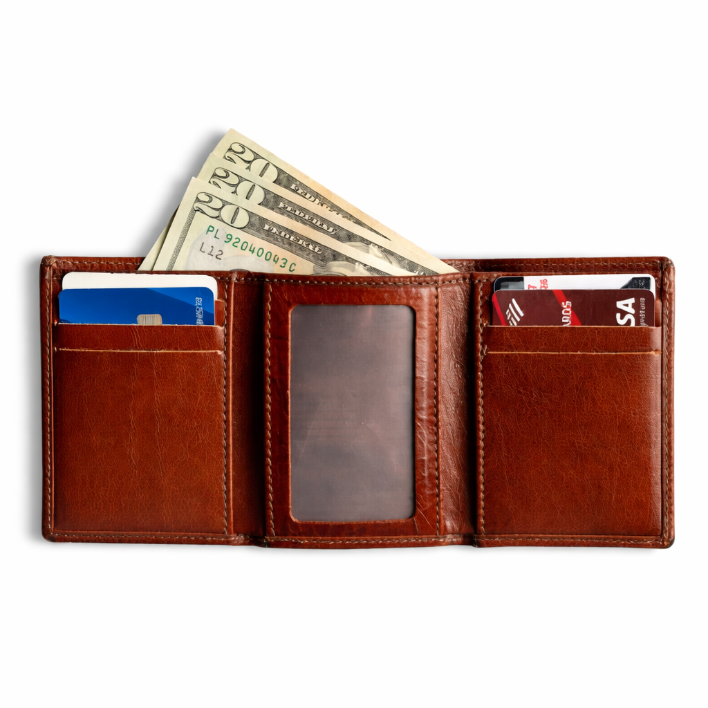 Men's Brown Tri-Fold Wallet