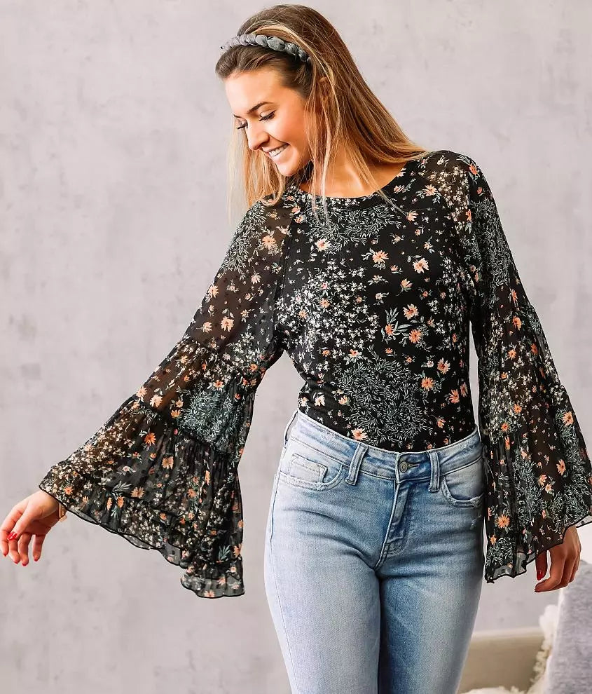 Bell Sleeve Floral Top