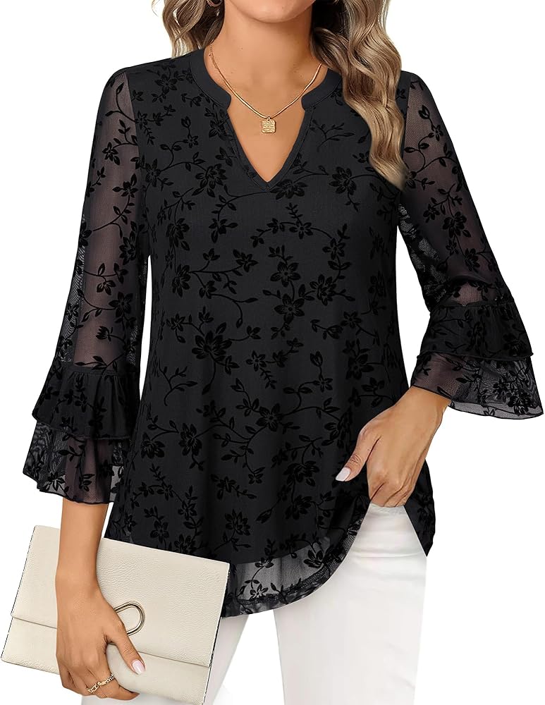 Floral Three Quarters Sleeve Blouse