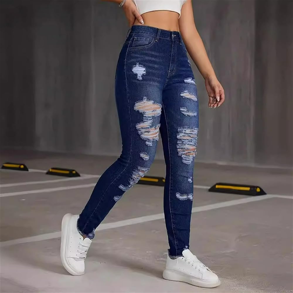 Vintage Style Ripped Jeans