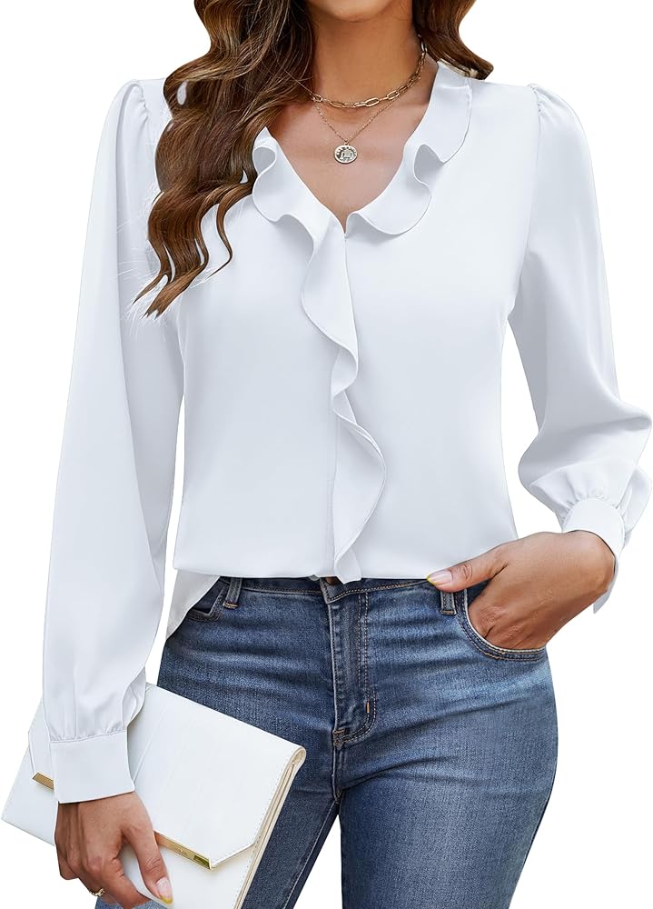 White Ruffled Blouse
