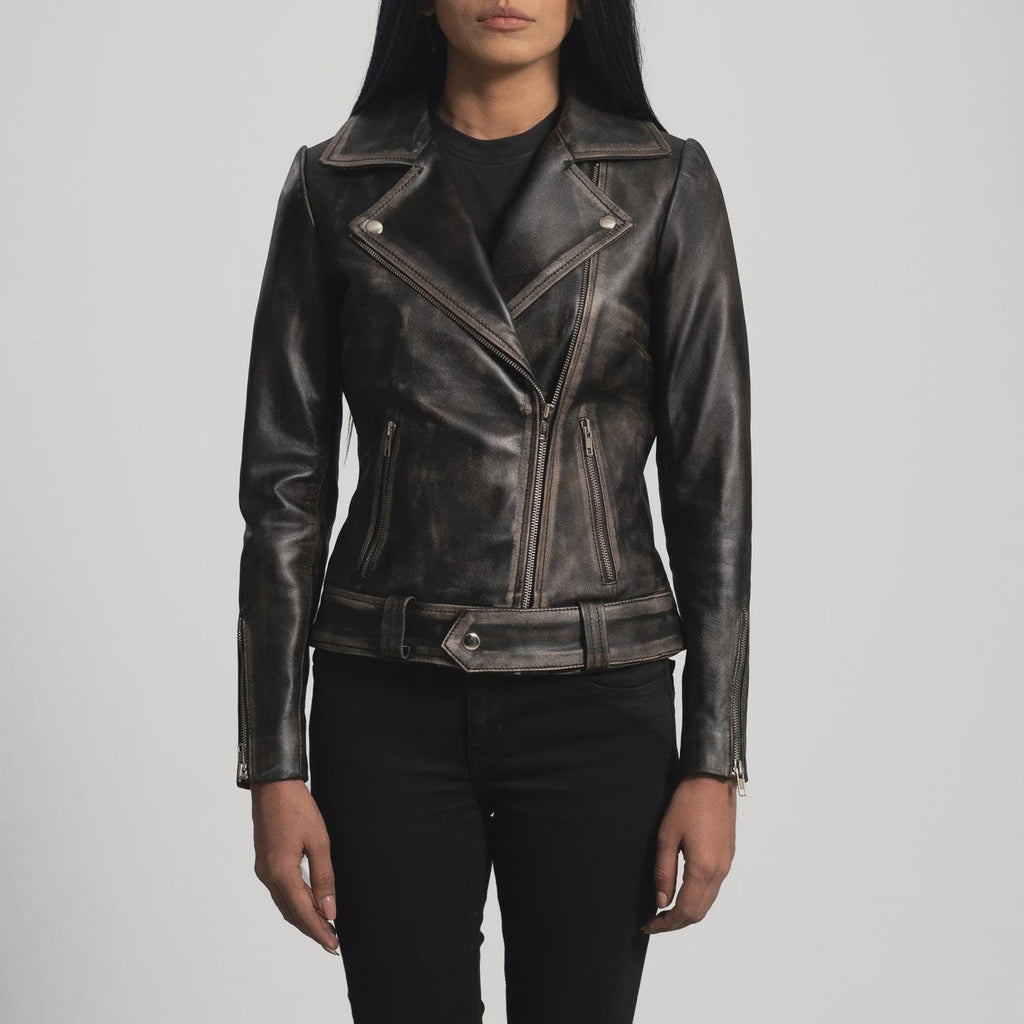 Women's Black Zip Cuff Biker Jacket