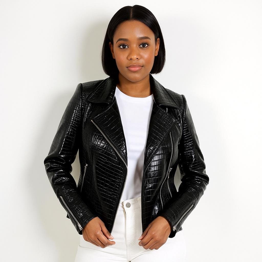 Women's Faux Leather Crocodile Pattern Jacket