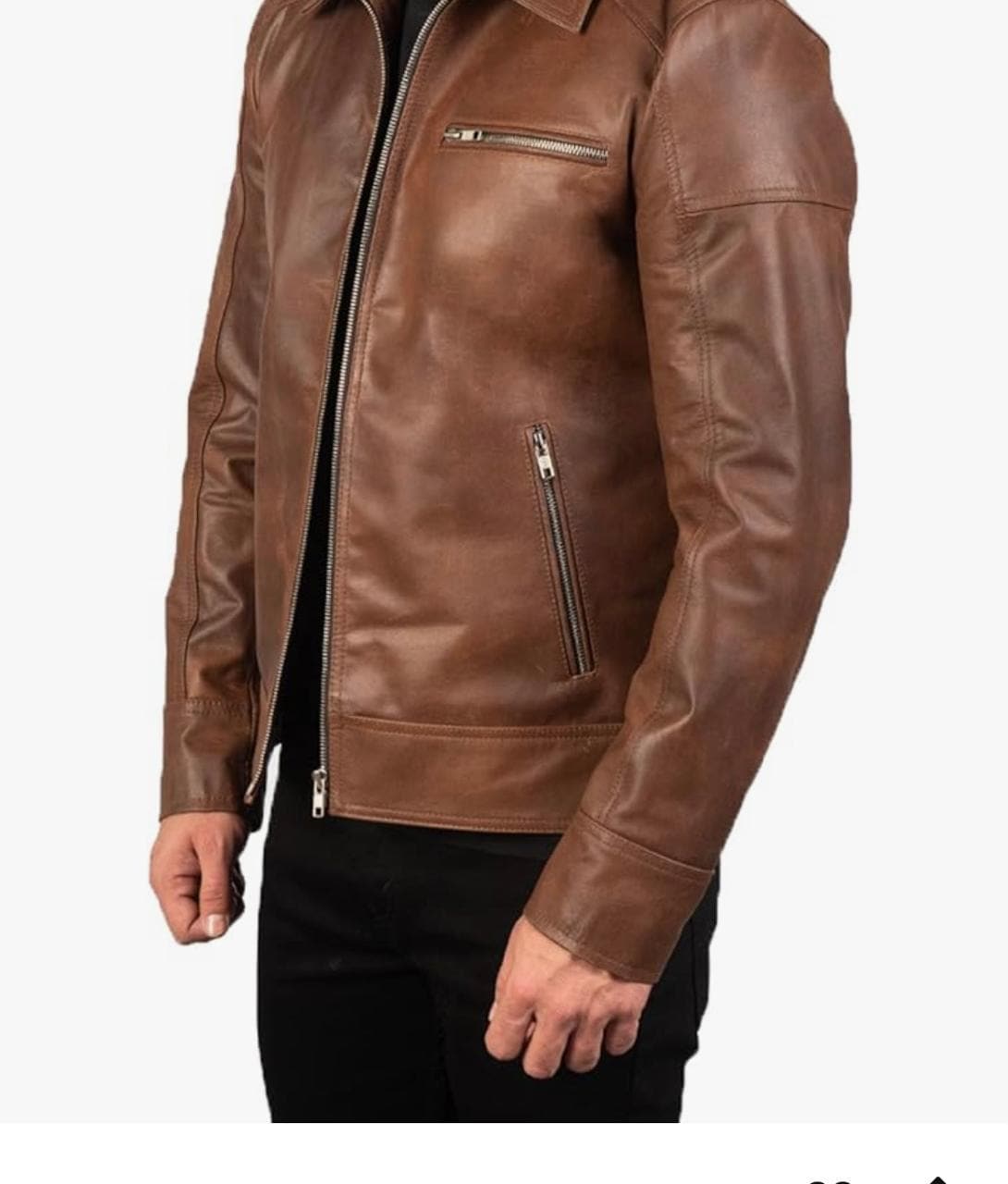 Men's Classic Leather Jacket in Caramel